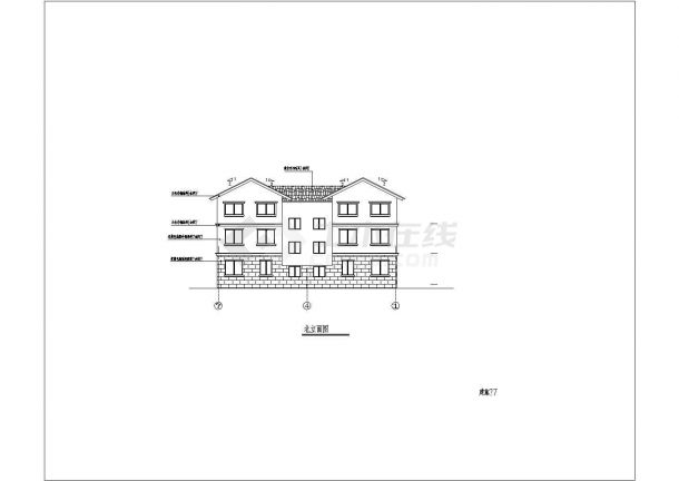 某三层框混结构欧式风格小康别墅建筑设计cad全套施工图（含设计说明）-图二