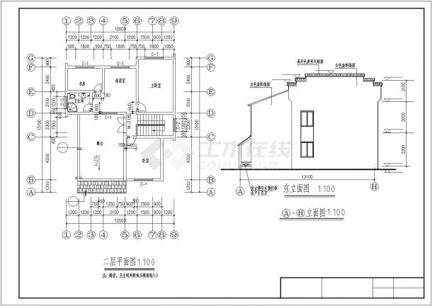 成都市宝山花园小区213平米2层砖混结构单体别墅平立剖面设计CAD图纸-图一