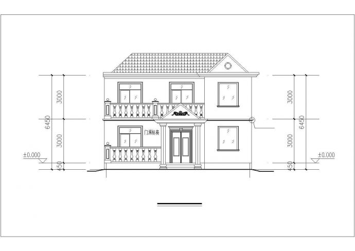 占地98平米2层砖混结构单体别墅平立剖面设计CAD图纸（含效果图）_图1