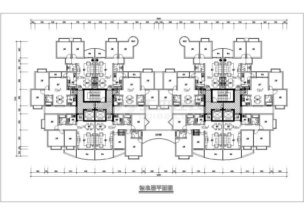 高层住宅户型经典集合3CAD图纸-图一