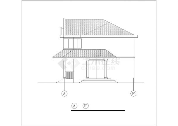288平米2层框混结构单体别墅平立剖面设计CAD图纸（含效果图）-图二
