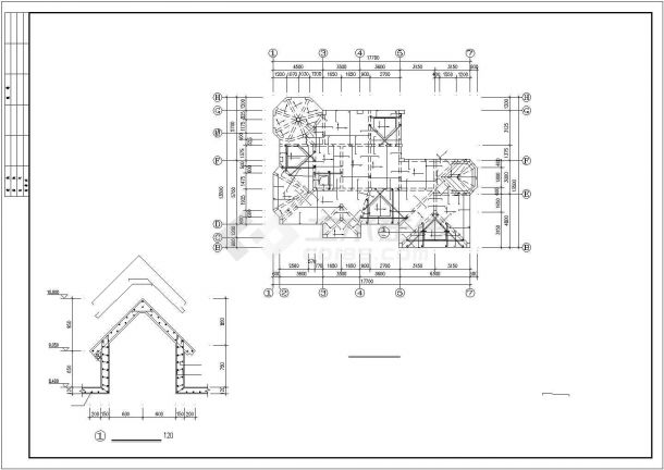衢州市某村镇2层框混结构单体别墅全套结构设计CAD图纸-图二