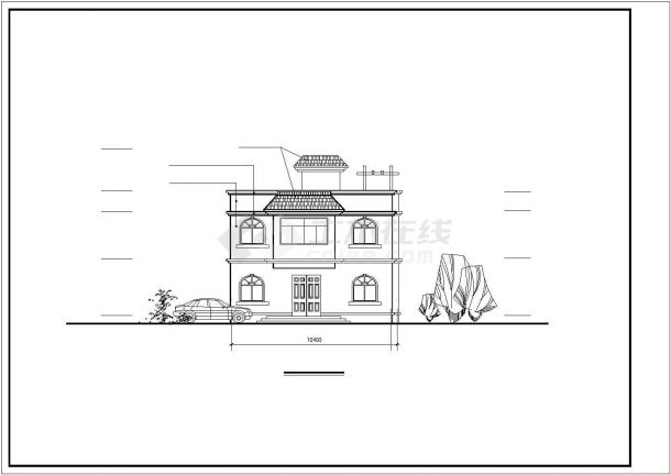 温州某别墅区265平米2层框混单体别墅平立剖面设计CAD图纸（含效果图）-图二