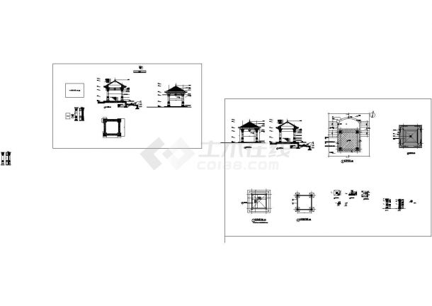 某小区景观工程欧式砂岩干挂方亭设计cad全套施工图（甲级院设计）-图一