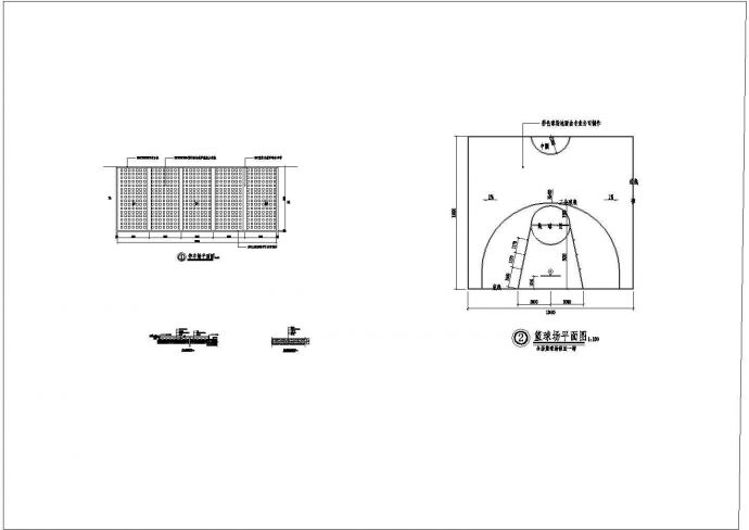 停车场篮球场施工cad图，共四张_图1