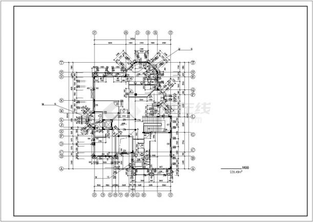 800平米2层框架结构单体别墅全套平面设计CAD图纸（含地下室层）-图一