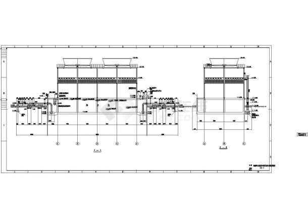 某浊循环水系统冷却塔及供水泵场设计cad全套工艺施工图（标注详细）-图二