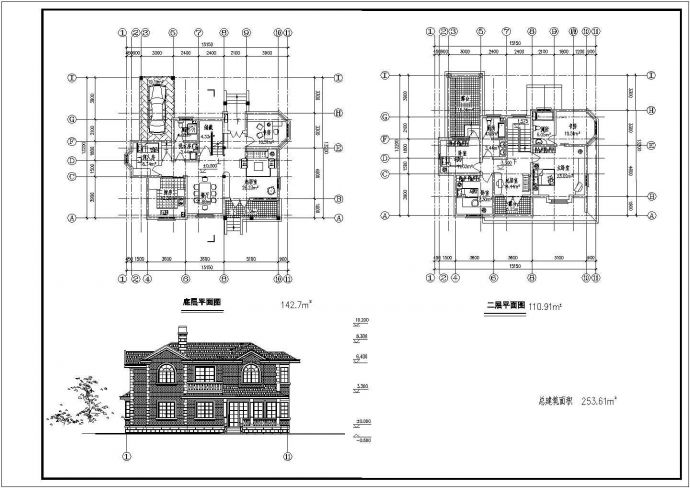 某地区经典风格独栋别墅方案设计施工CAD图纸（含效果图）_图1