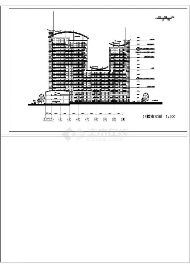 高层住宅小区总图CAD图纸-图二