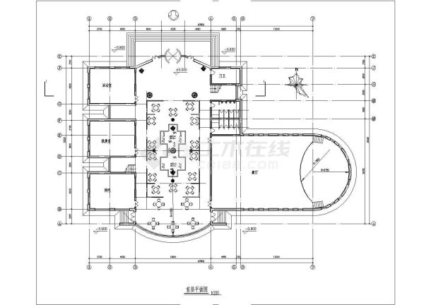 大学生活动中心设计全套施工cad图-图一