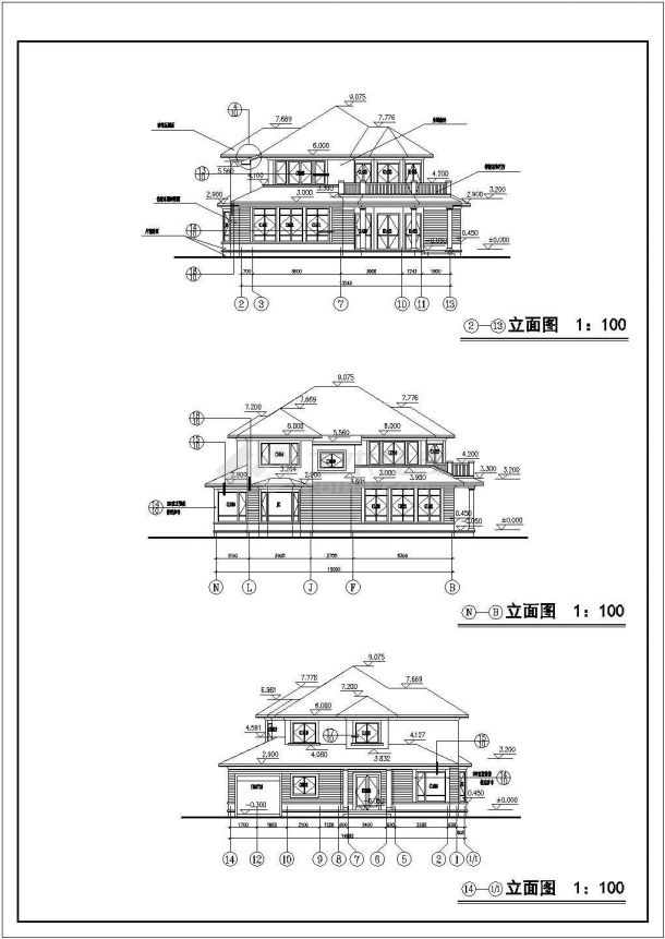 某地区多套别墅建筑方案设计施工CAD图纸-图一
