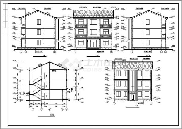 某地区多层农材别墅建筑方案设计施工CAD图纸-图一