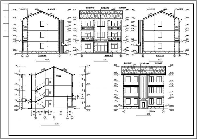 某地区多层农材别墅建筑方案设计施工CAD图纸_图1
