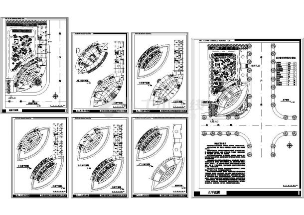 白银市西部大市场酒店规划设计建筑施工cad图纸，共九张-图一