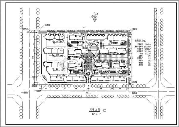 福州市金谷花园小区总平面规划设计CAD设计图（占地2.7万平米）-图一