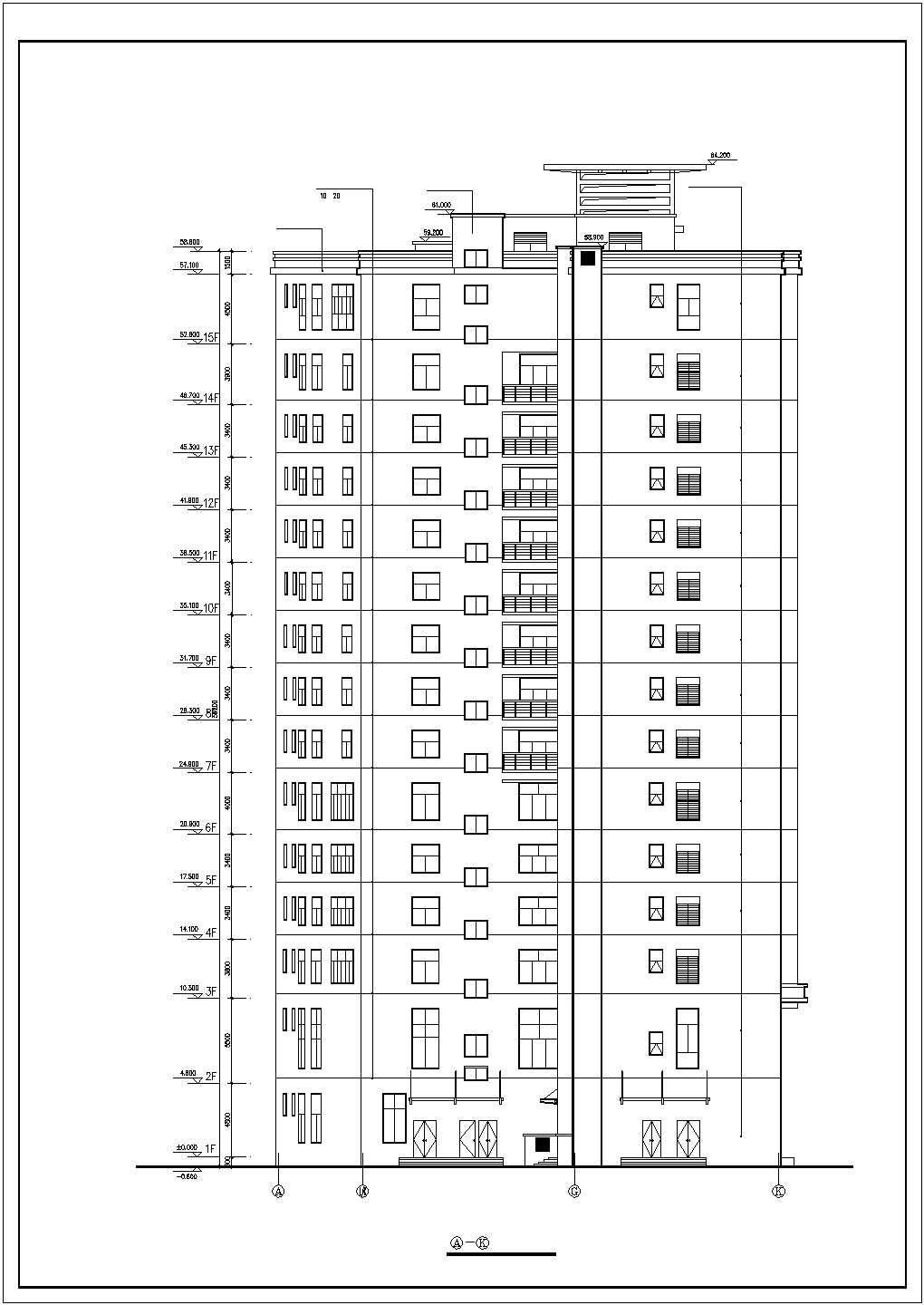 上海某街道1.2万平米15层框架结构商务宾馆全套建筑CAD设计图纸