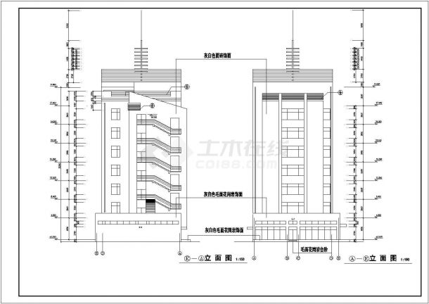 6100平米7层框架结构高档商务宾馆建筑CAD设计图纸（底层商铺）-图一