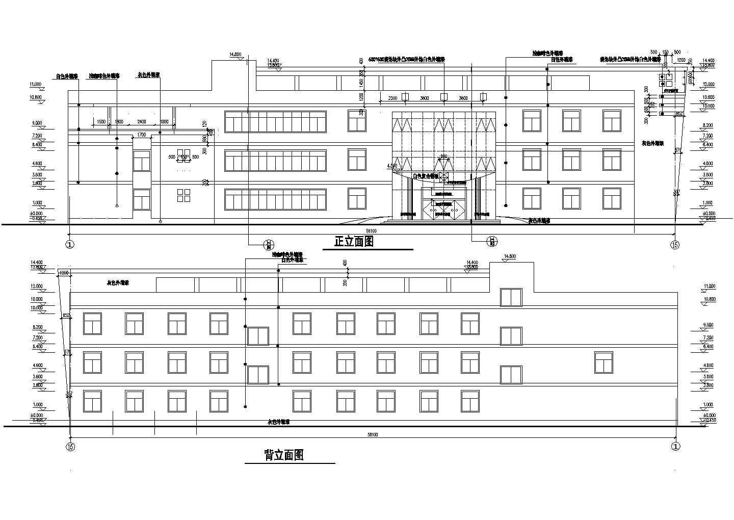 3150平米三层框架结构高档商务宾馆全套建筑CAD设计图纸