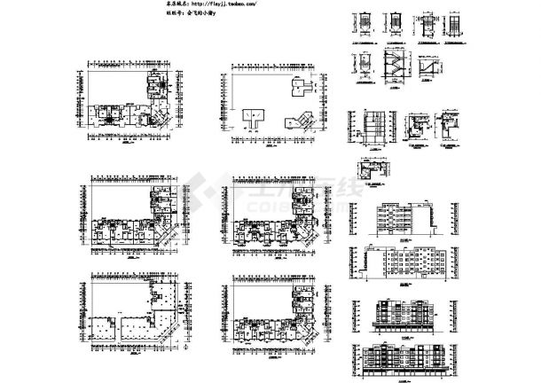 6层L型商住楼规划设计建筑施工cad图纸，共十张-图一