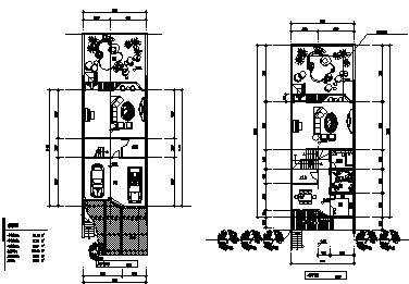 三层院落式山地联排别墅建筑施工cad图，共六张-图一