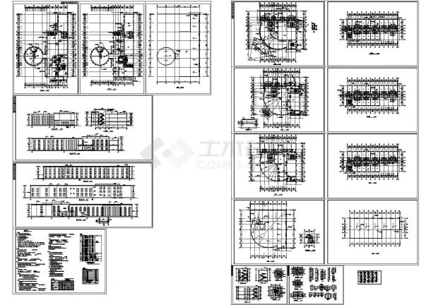 三角形地块3层7785平米L形砖混及框架宾馆设计施工cad图纸，共十七张-图一