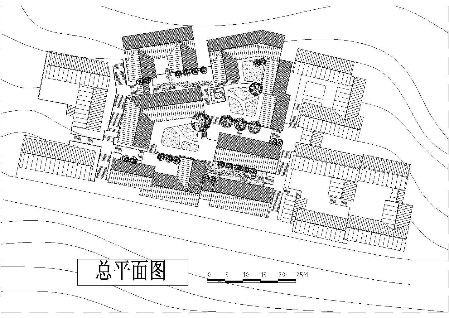 浙江新区东城住宅楼全套建筑施工设计cad图纸(含总平面图，底层平面图)