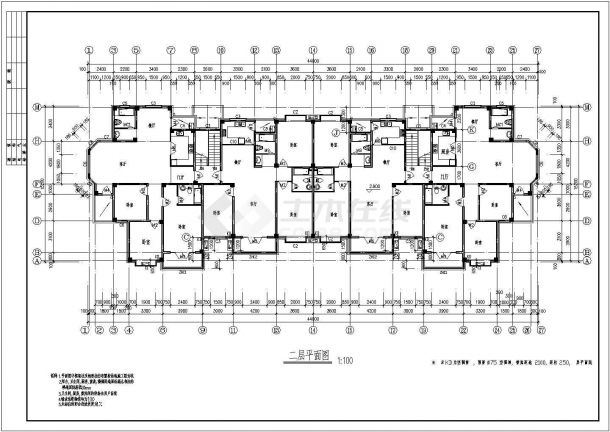 繁昌县某住宅区1号楼全套建筑施工cad图(含建筑设计说明、首层平面图)-图二