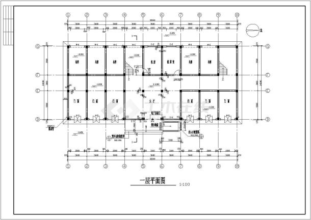 四层框架办公楼建筑结构施工图CAD-图一