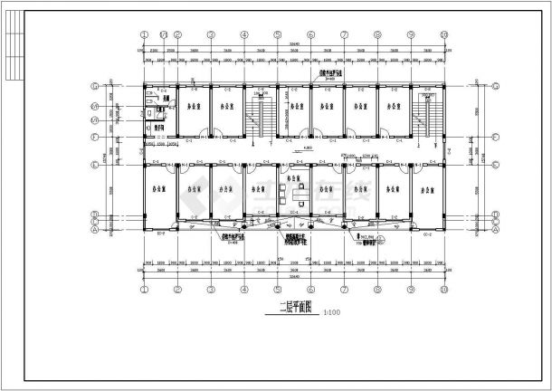 四层框架办公楼建筑结构施工图CAD-图二