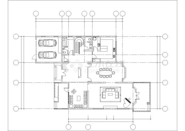 三栋2-3层砖混结构单体别墅平立剖面设计CAD图纸（含效果图）-图一