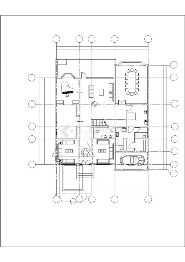三栋2-3层砖混结构单体别墅平立剖面设计CAD图纸（含效果图）-图二