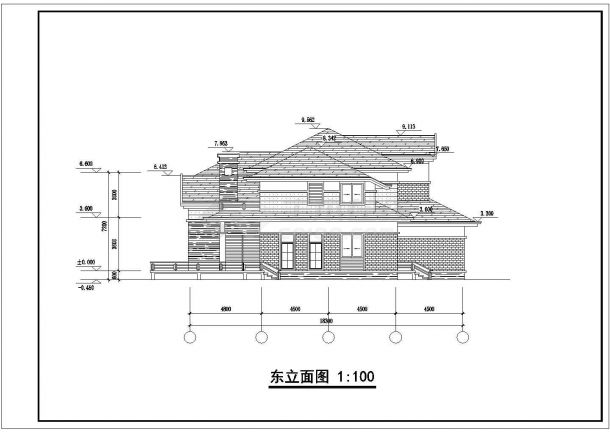 362平米2层混合结构独栋别墅全套平立面设计CAD图纸（含效果图）-图二