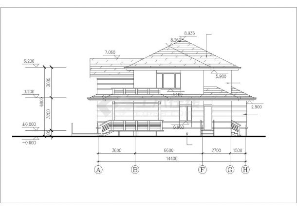 282平米2层混合结构单体私人别墅平立面设计CAD图纸（含效果图）-图一