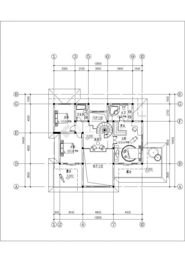 282平米2层混合结构单体私人别墅平立面设计CAD图纸（含效果图）-图二