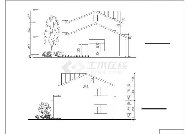 288平米2层混合结构独立别墅建筑+结构设计CAD图纸（含效果图）-图二