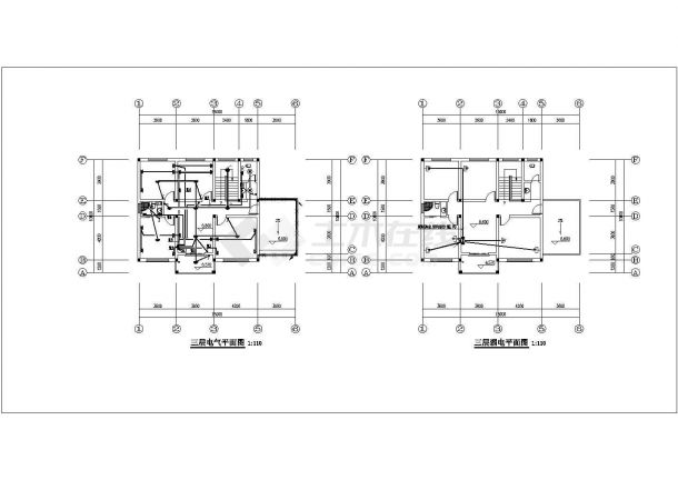 包头市某村镇3层砖混结构乡村别墅全套电气设计CAD图纸-图一