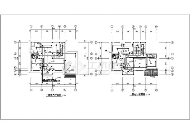 包头市某村镇3层砖混结构乡村别墅全套电气设计CAD图纸-图二