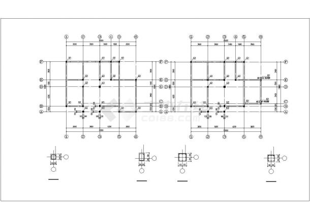 昆明市某村镇三层混合结构乡村别墅全套结构设计CAD图纸-图一