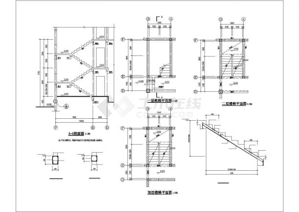 昆明市某村镇三层混合结构乡村别墅全套结构设计CAD图纸-图二
