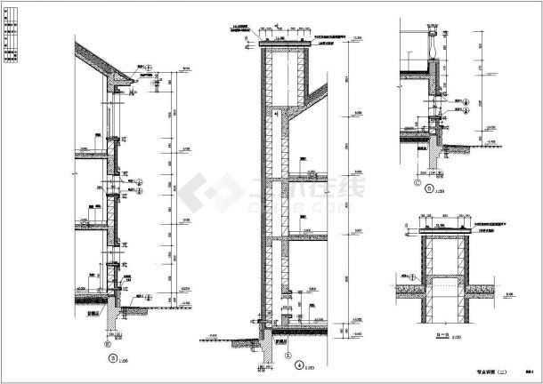 武汉市某村镇450平米3层框混结构单体别墅全套建筑设计CAD图纸-图一
