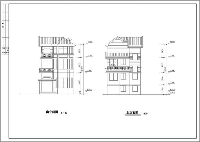 385平米2层砖混结构单体别墅平立剖面设计CAD图纸（含阁楼和效果图）_图1