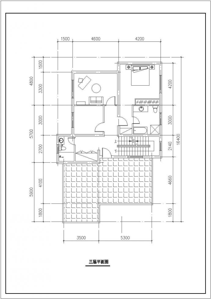 470平米左右3层框架结构单体别墅平面设计CAD图纸（含效果图）_图1