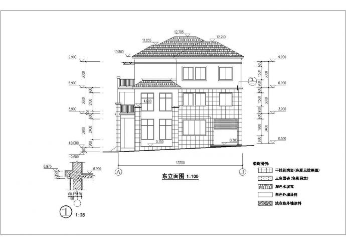 410平米4层混合结构单体别墅全套建筑设计CAD图纸（含阁楼层）_图1
