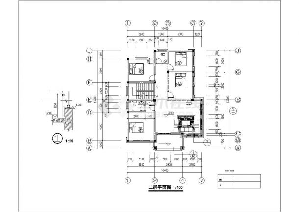 410平米4层混合结构单体别墅全套建筑设计CAD图纸（含阁楼层）-图二