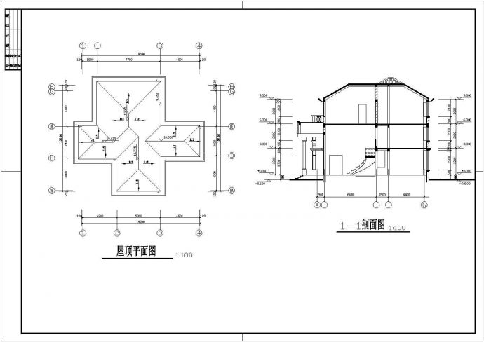 占地250平米三层框架结构豪华单体别墅全套建筑设计CAD图纸_图1