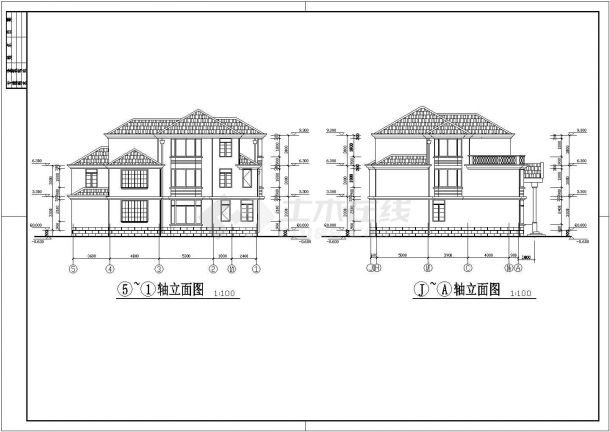 占地250平米三层框架结构豪华单体别墅全套建筑设计CAD图纸-图二