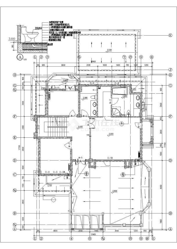 390平米3层框混结构单体别墅平立剖面设计CAD图纸（含效果图）-图一