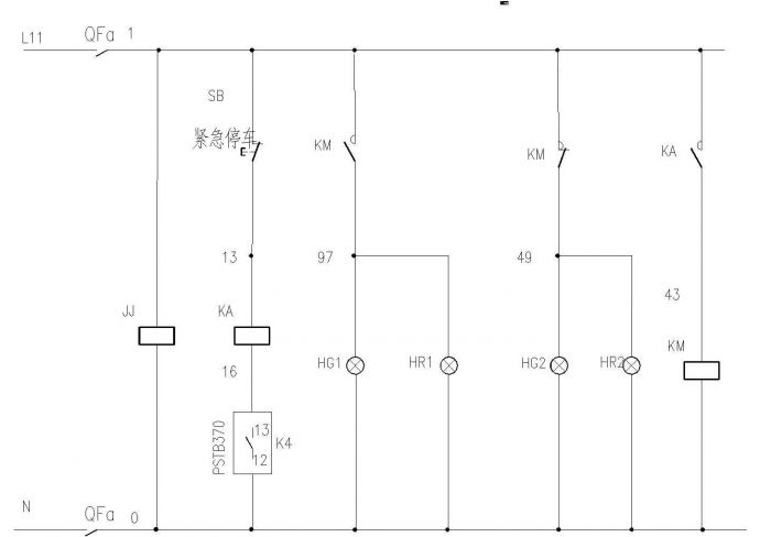 循环水泵电动机控制保护电路图CAD_图1