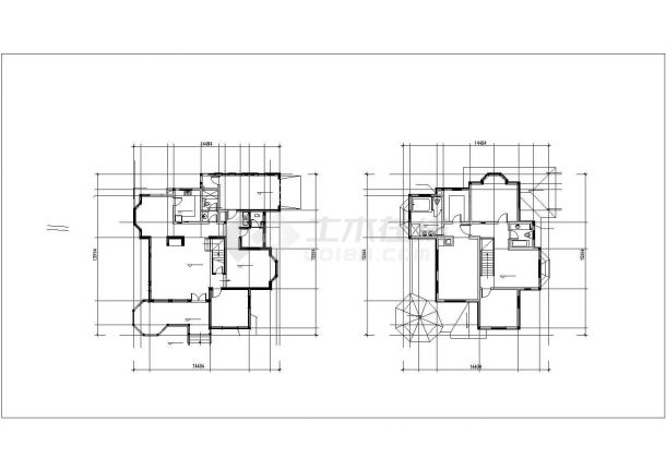 某322平二层别墅的CAD施工平面图-图一
