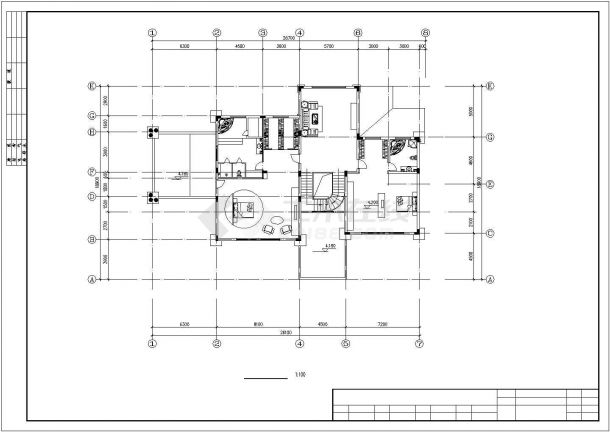 730平米3层砖混结构独院式别墅全套建筑设计CAD图纸-图二